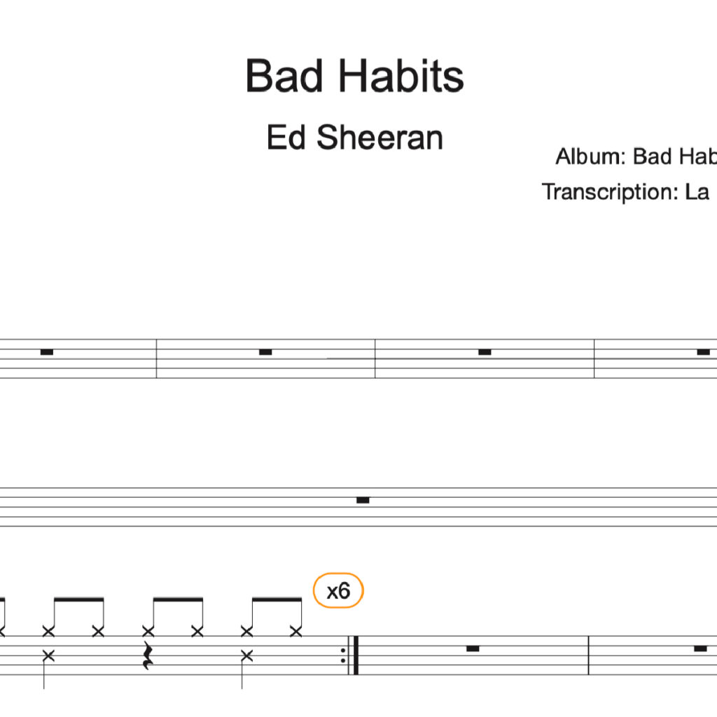 Image Produit – Bad Habits – Ed Sheeran – partition batterie