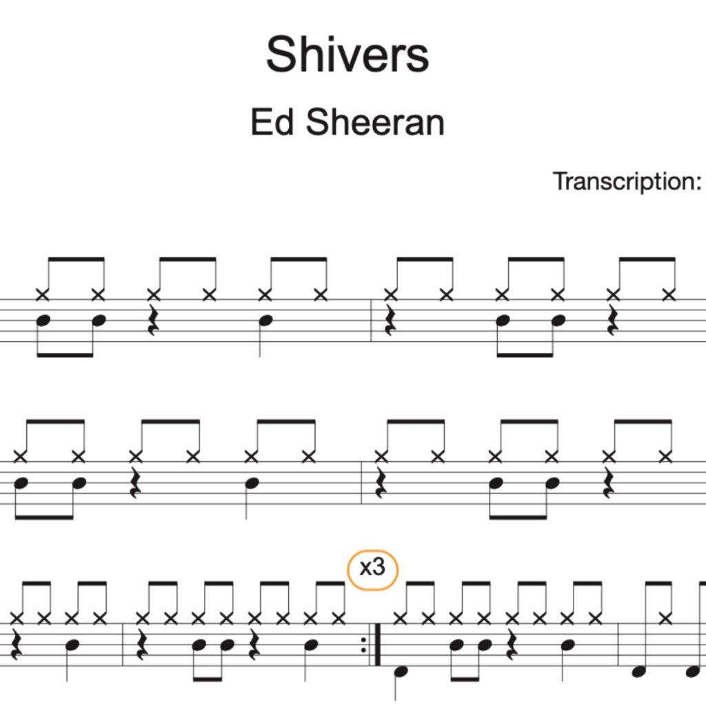 Image Produit – Shivers – Ed Sheeran – partition batterie