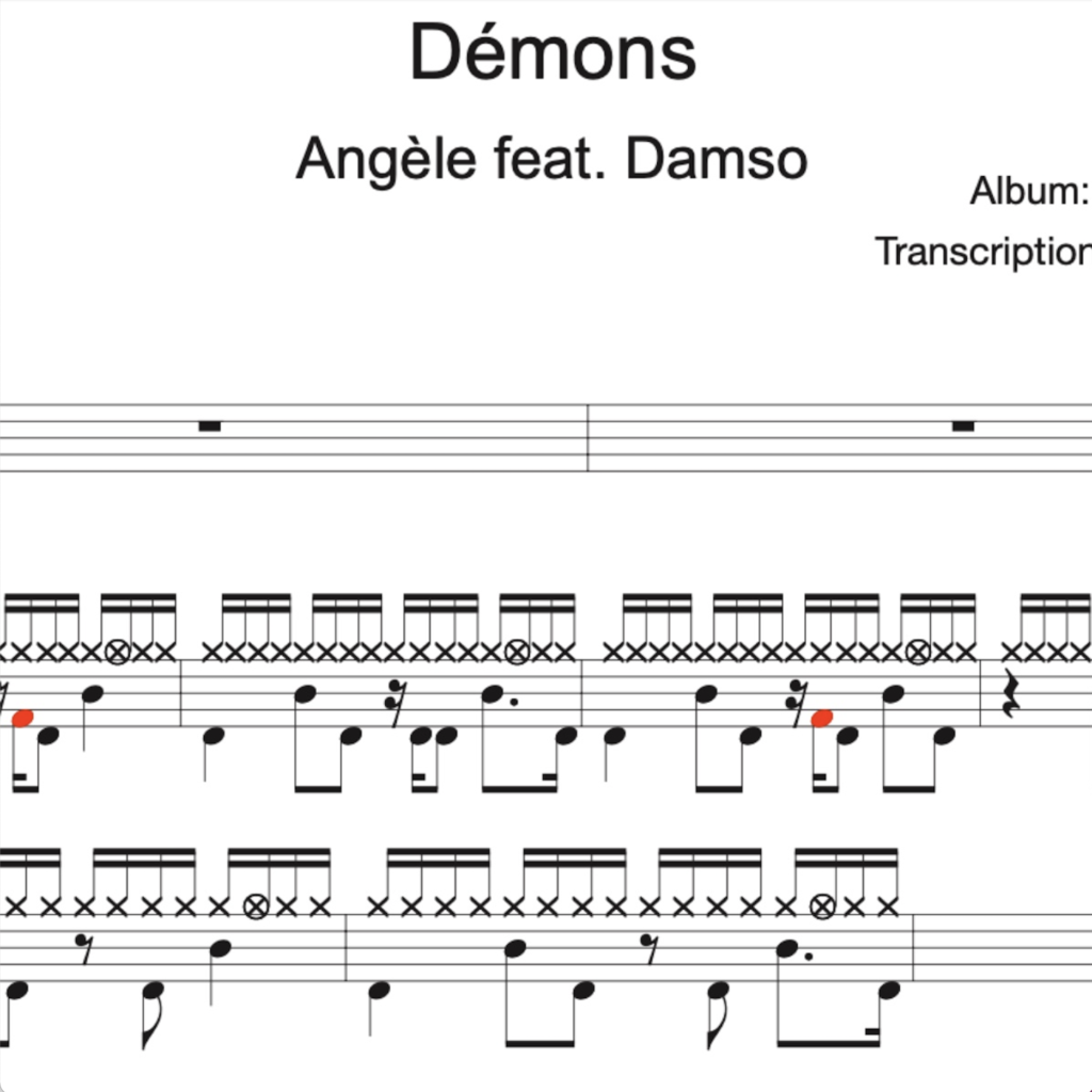 Image Produit – Démons – Angèle feat. Damso – partition batterie