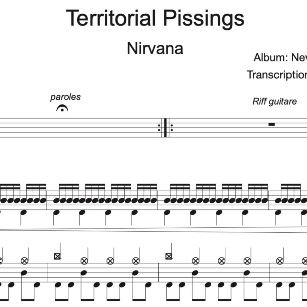 Image Produit – Territorial Pissings – Nirvana – partition batterie