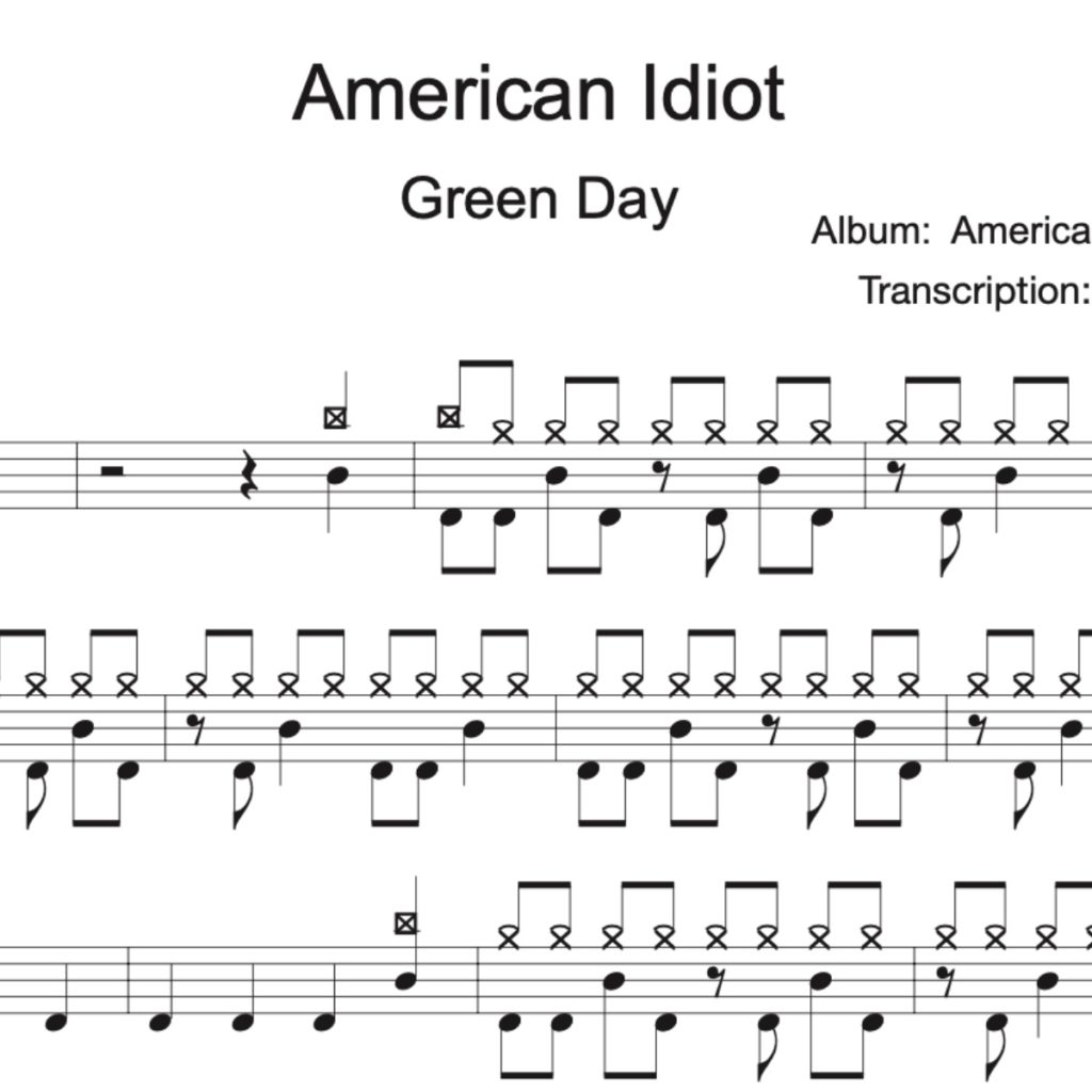 Image produit – American Idiot – Green Day – partition batterie