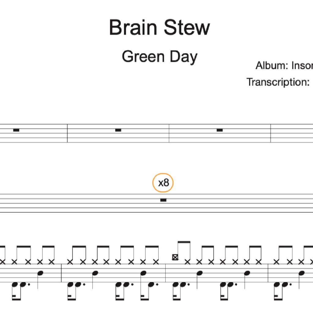 Image produit – Brain Stew – Green Day – partition batterie