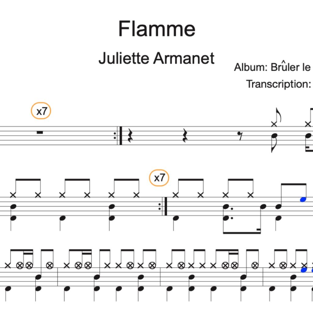 Image produit – Flamme – Juliette Armanet – partition batterie