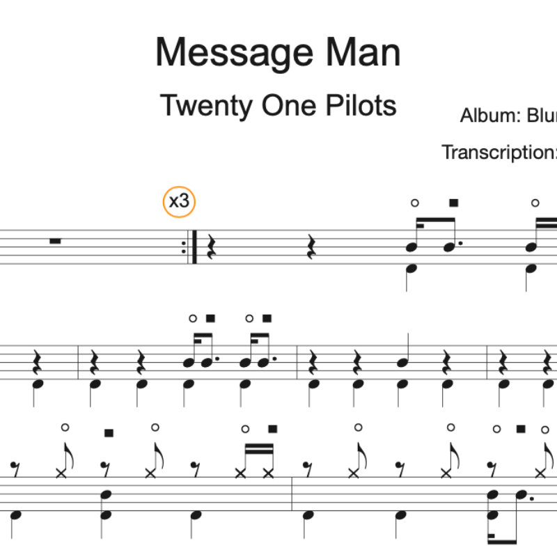 Image Produit - Message Man - Twenty One Pilots - Partition - Batterie
