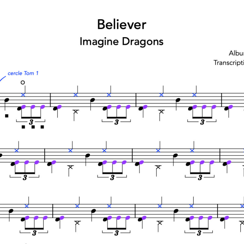 Image Produit - Believer - Imagine Dragons- Partition - Batterie