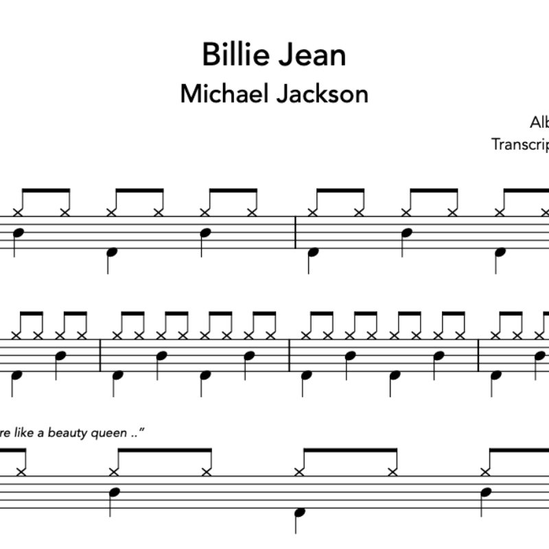 Image Produit - Billie Jean - Michael Jackson - Partition - Batterie