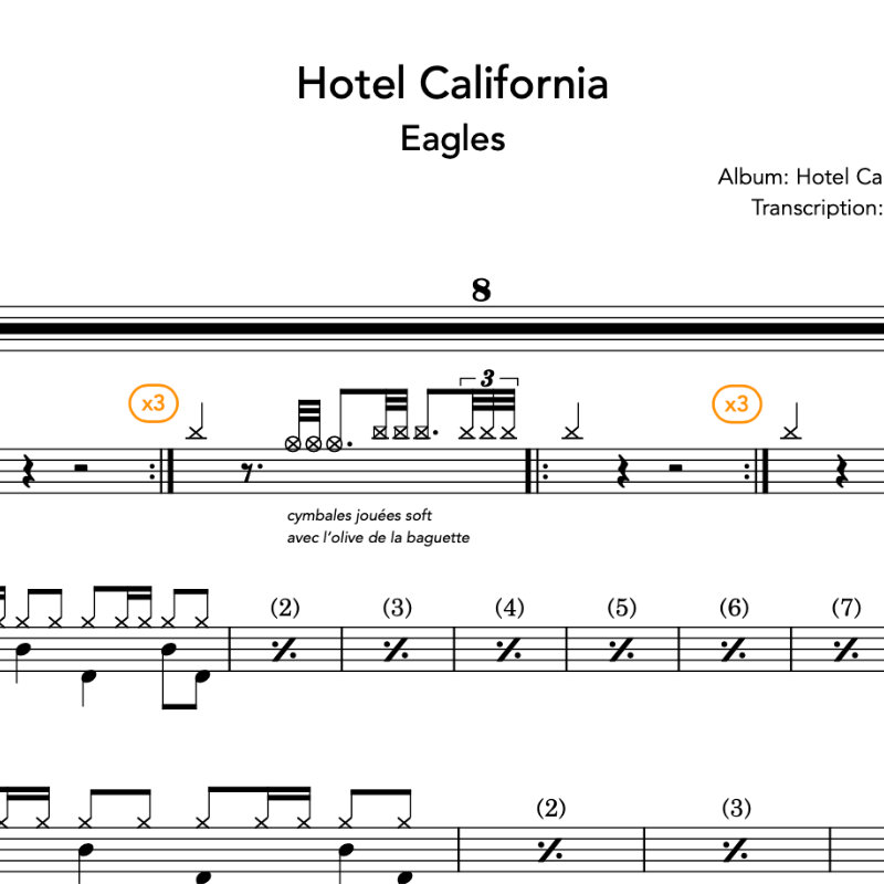 Image Produit - Hotel California - Eagles - Partition - Batterie