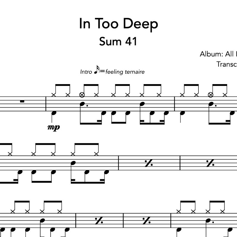 Image Produit - In Too Deep - Sum 41 - Partition - Batterie